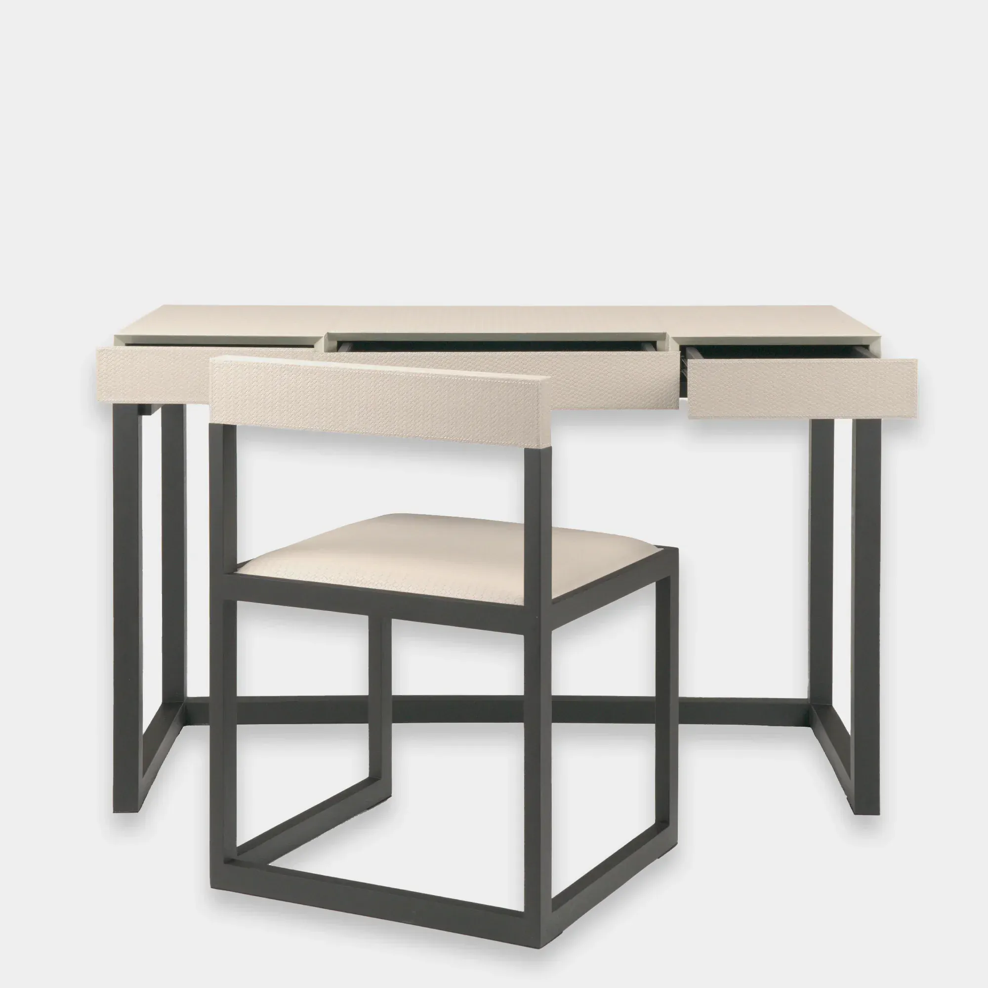 Compact Desk and Chair Woven Pumice Leather - Image 6