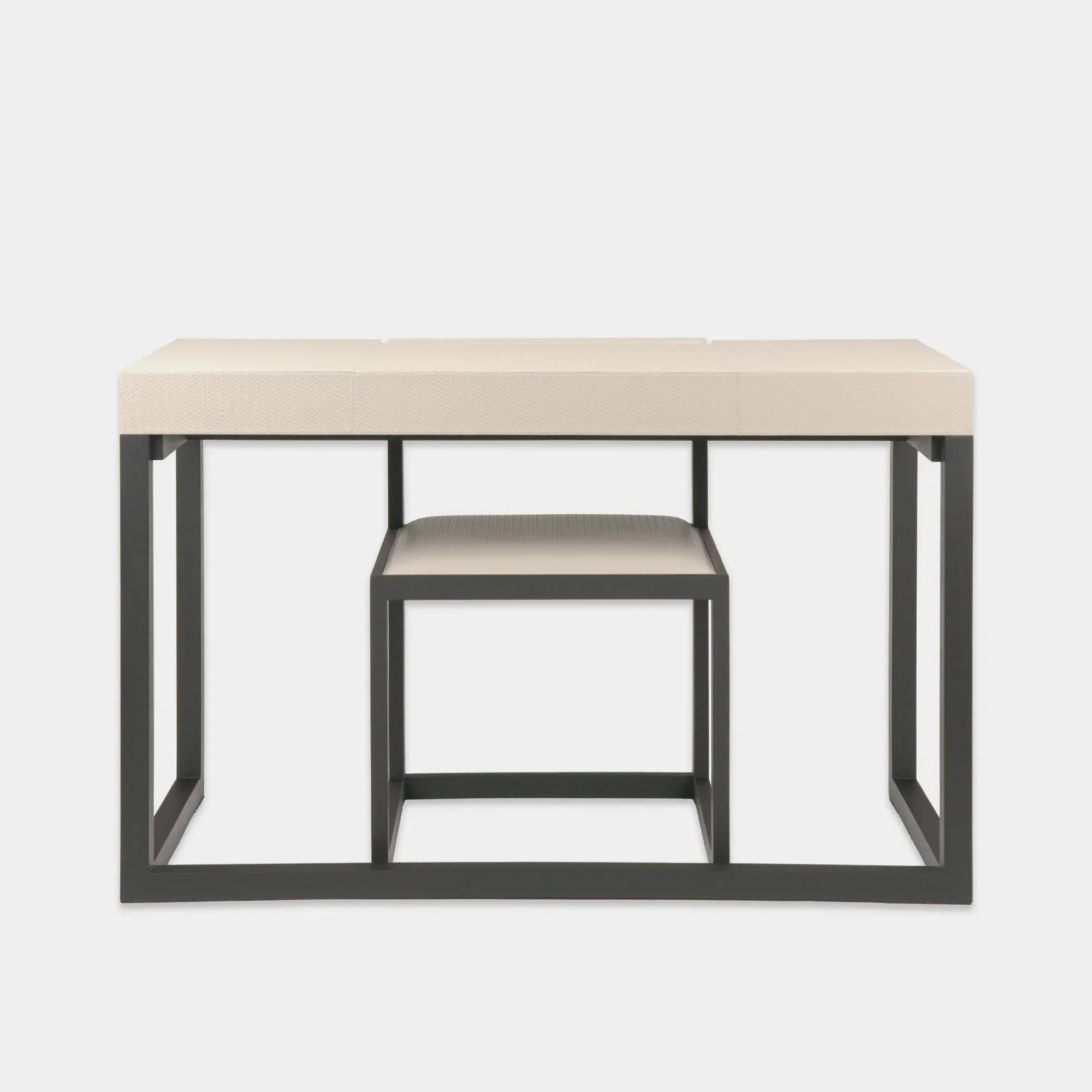 Compact Desk and Chair Woven Pumice Leather - Image 7