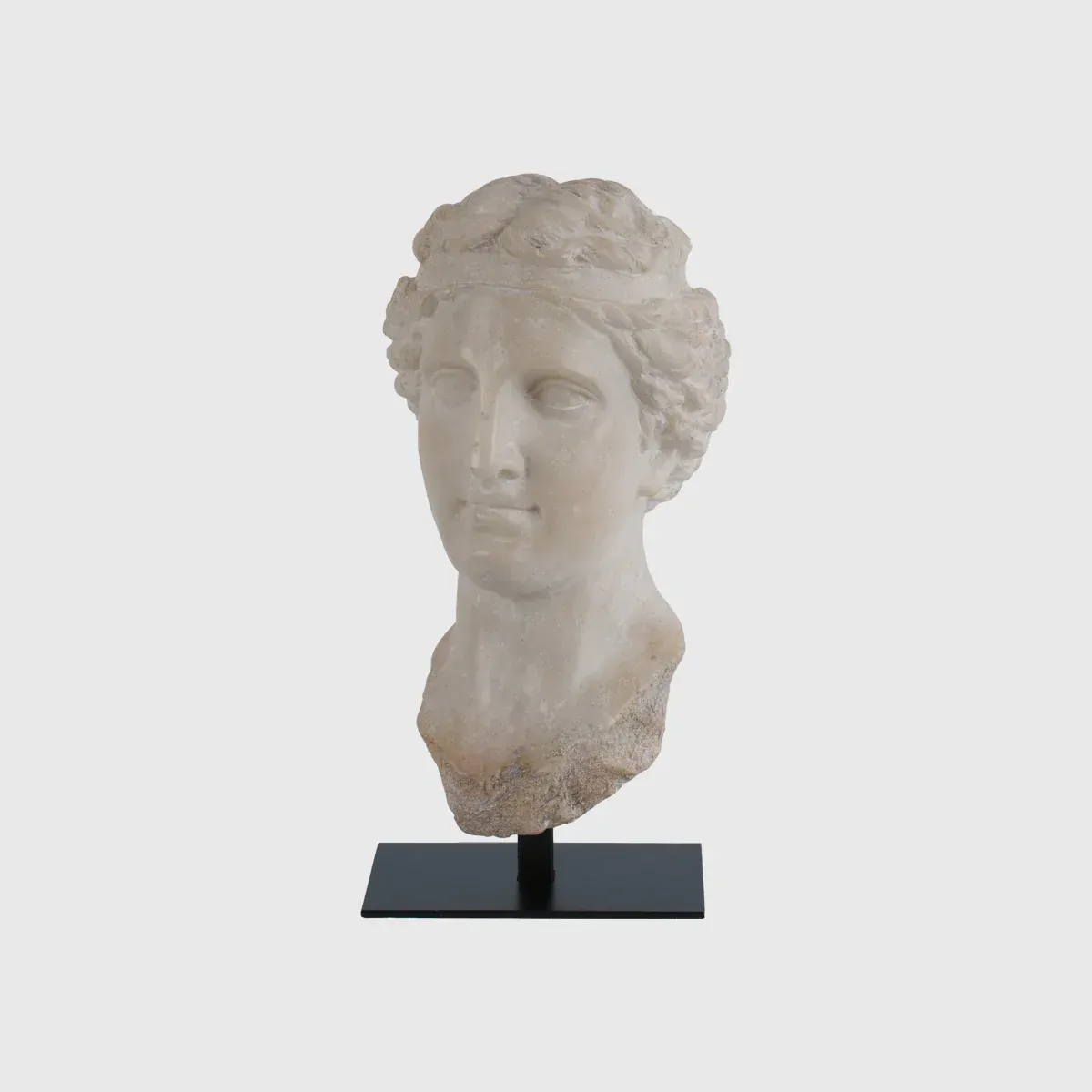 Decorative Marble Taranto Bust with Black Metal Base