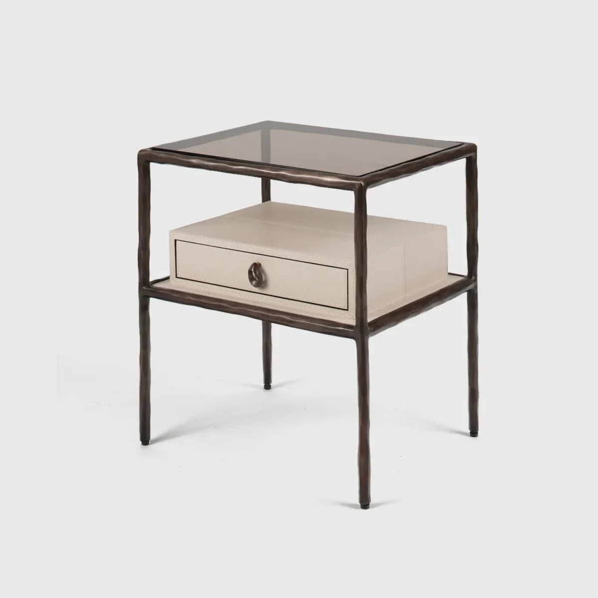 Forge Bedside Table Pumice Leather - Image 4