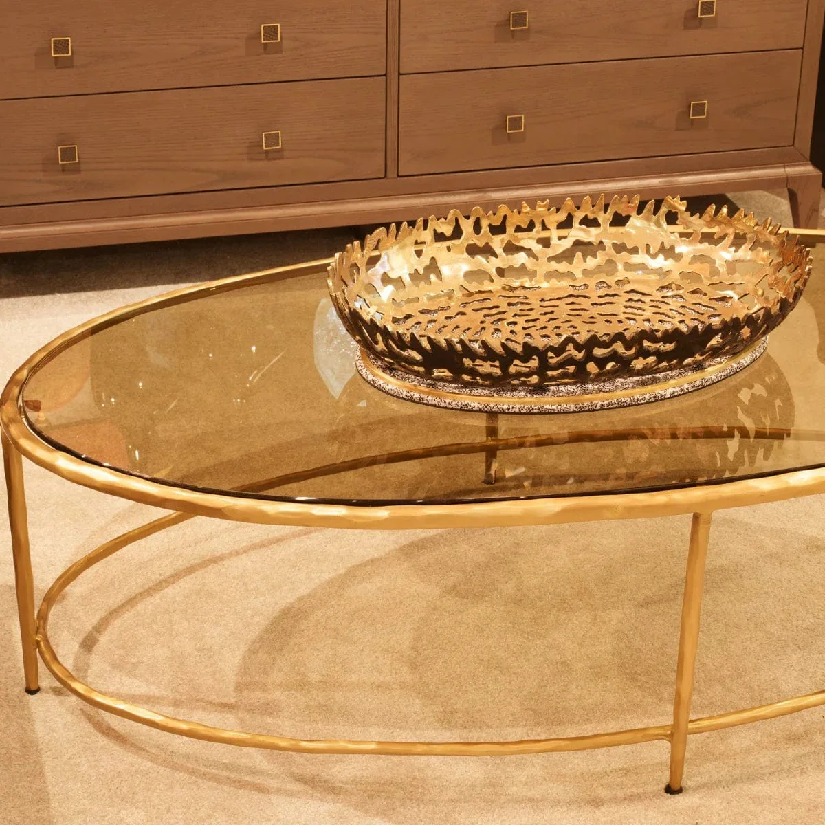 Forged Oval Coffee Table Bronze D'oro Forged Oval Coffee Table in Bronze D'oro - Image 3