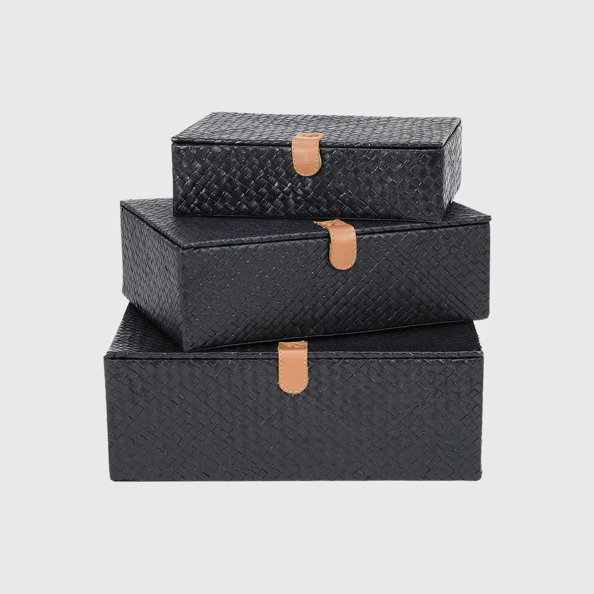 Pandanus Black Set of 3 Boxes