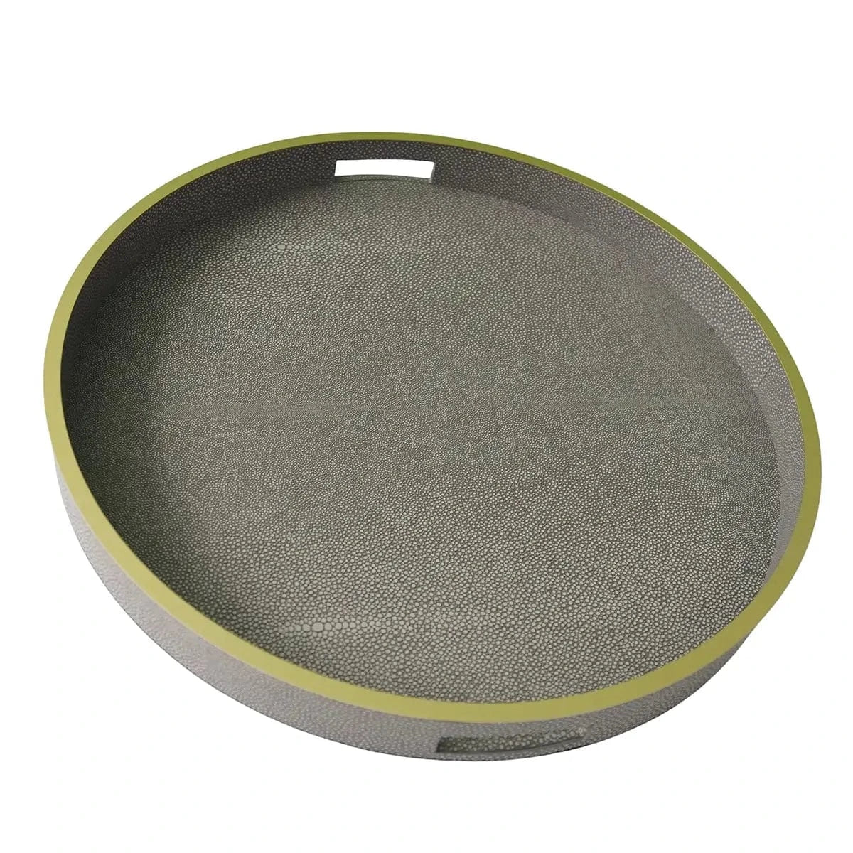 Paragon Round Tray Grey Shagreen Leather - Image 3