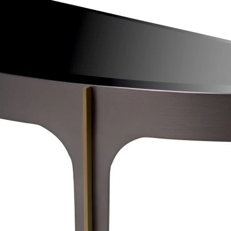 Console Table Artemisa Bronze finish | brushed brass finish | black bevelled glass - Image 4