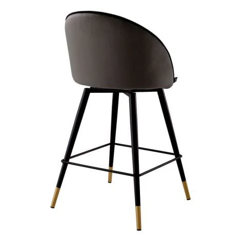 Counter Stool Cooper set of 2 Roche dark grey velvet | roche black velvet piping - Image 4