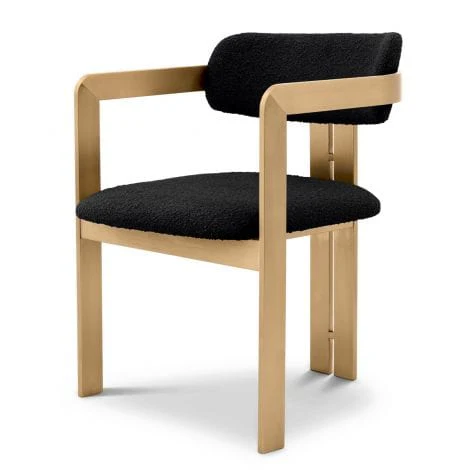 Dining Chair Donato Brushed brass finish | bouclé black