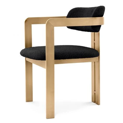 Dining Chair Donato Brushed brass finish | bouclé black - Image 4
