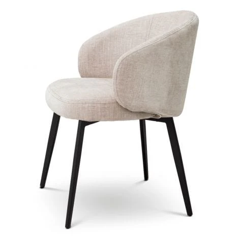 Dining Chair Lloyd with arm set of 2 Sisley beige | black finish legs - Image 4