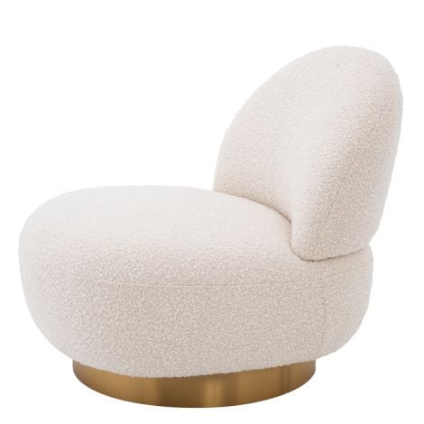 Swivel Chair Clément Bouclé cream | brushed brass finish swivel base - Image 4