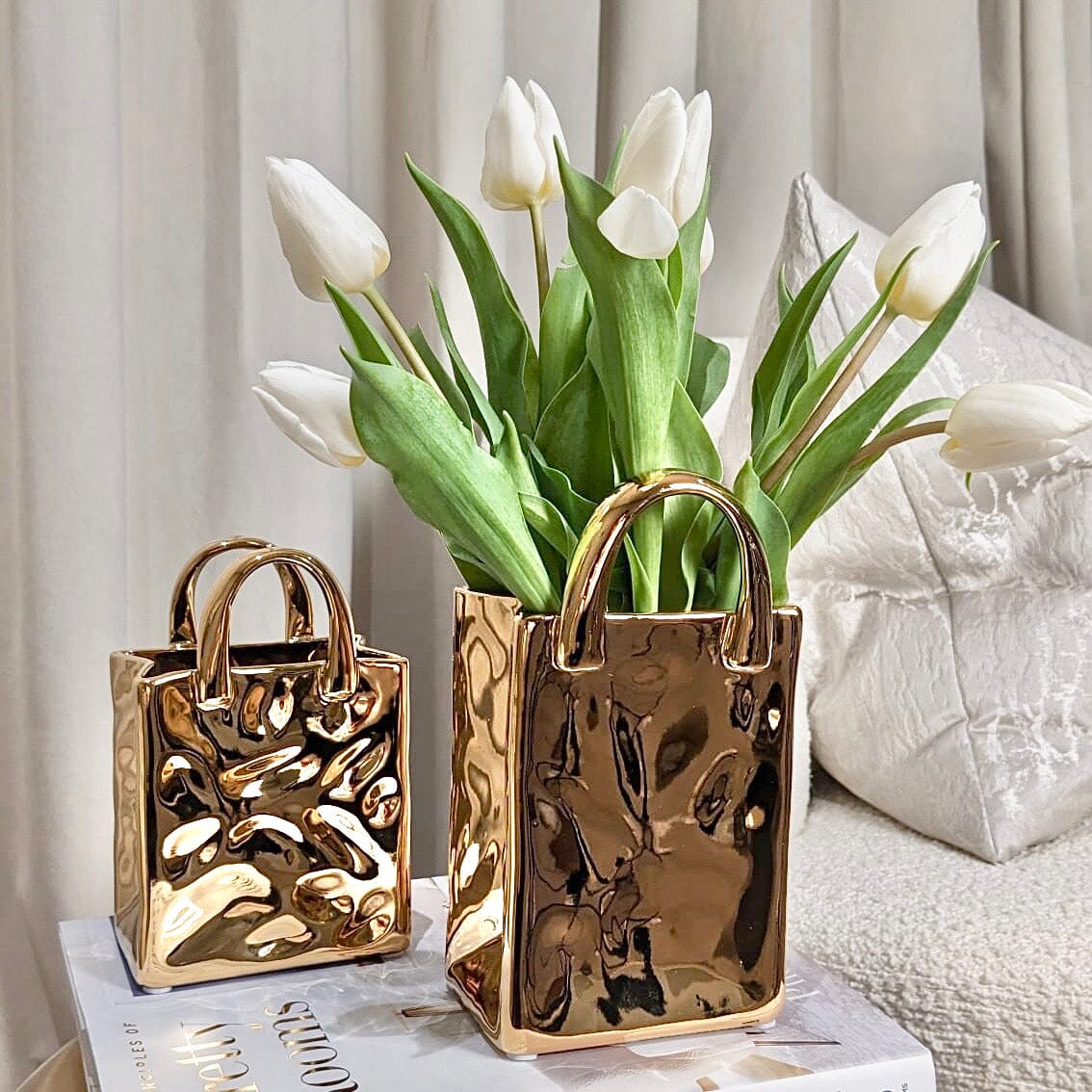 Elise Gold Handbag Decorative Vase - Image 3