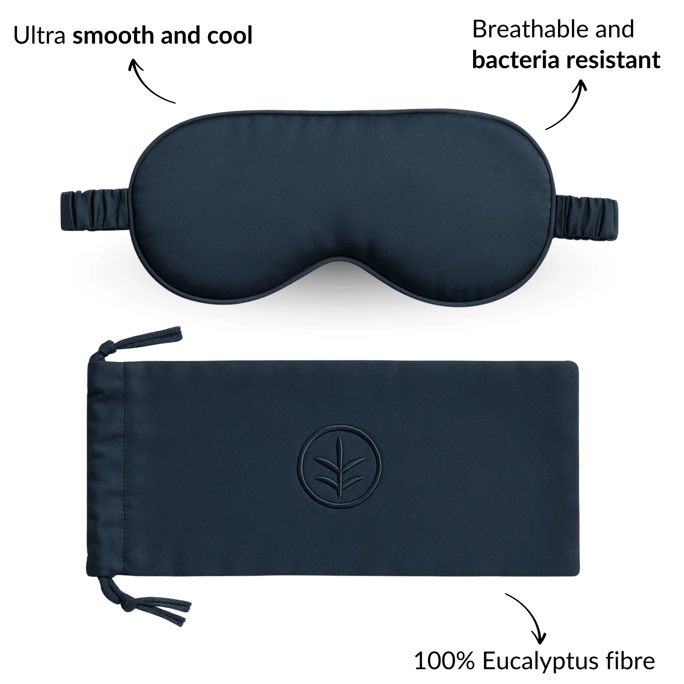 Essential Silk Sleep Eye Mask in Navy (Eucalyptus Silk) - Image 2