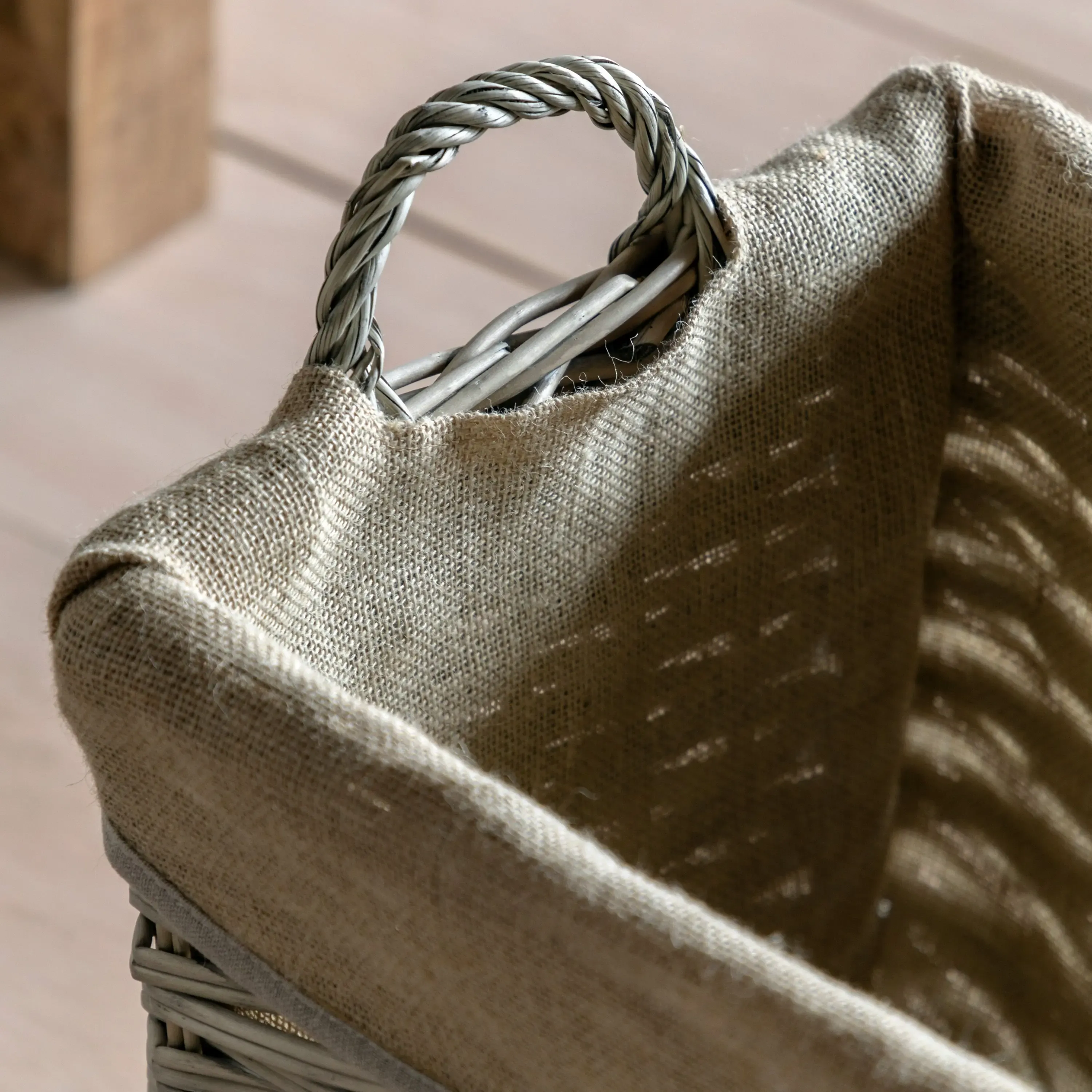 Faden Square Lined Basket Natural Set of 3 } OUTLET - Image 2
