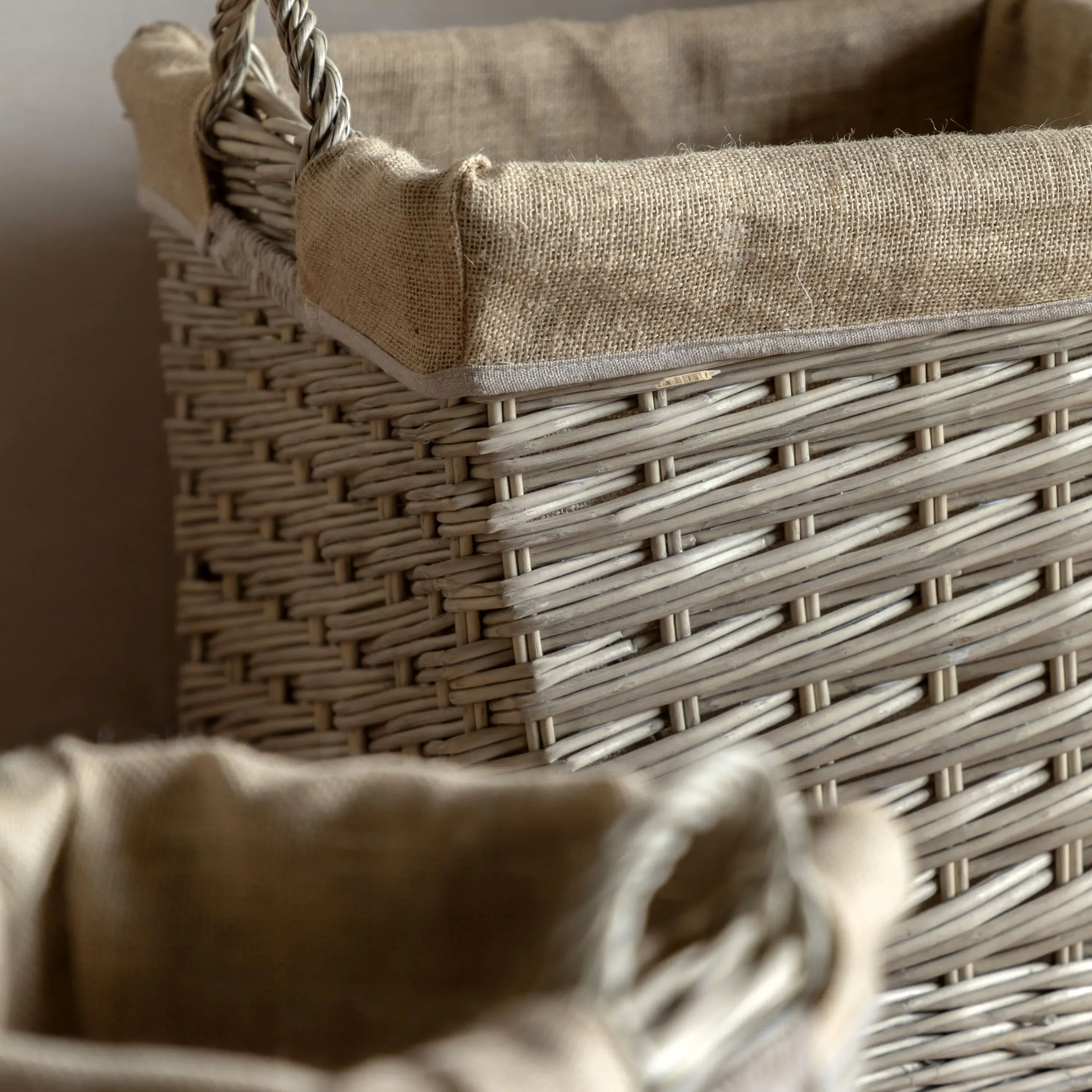 Faden Square Lined Basket Natural Set of 3 } OUTLET - Image 3