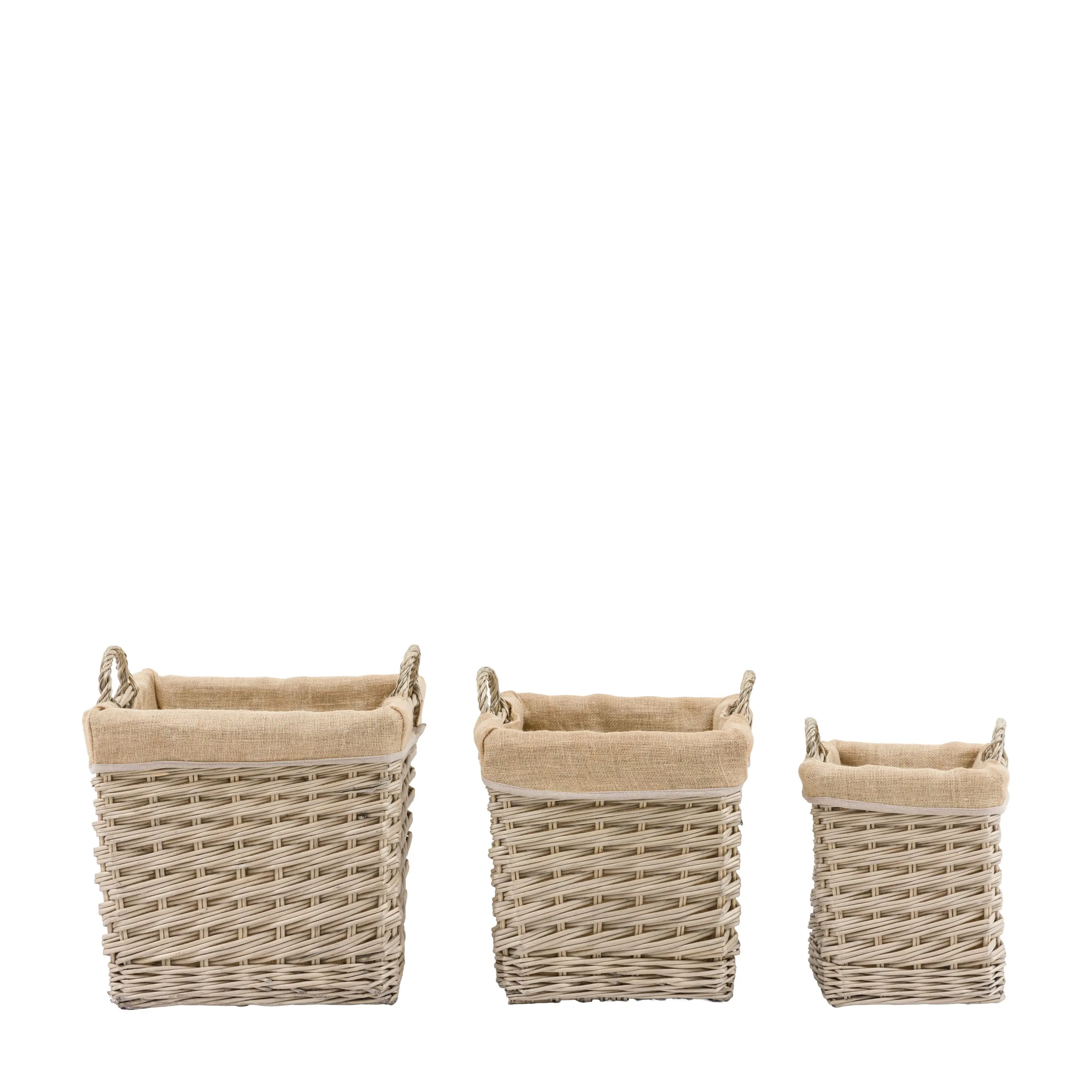 Faden Square Lined Basket Natural Set of 3 } OUTLET - Image 4