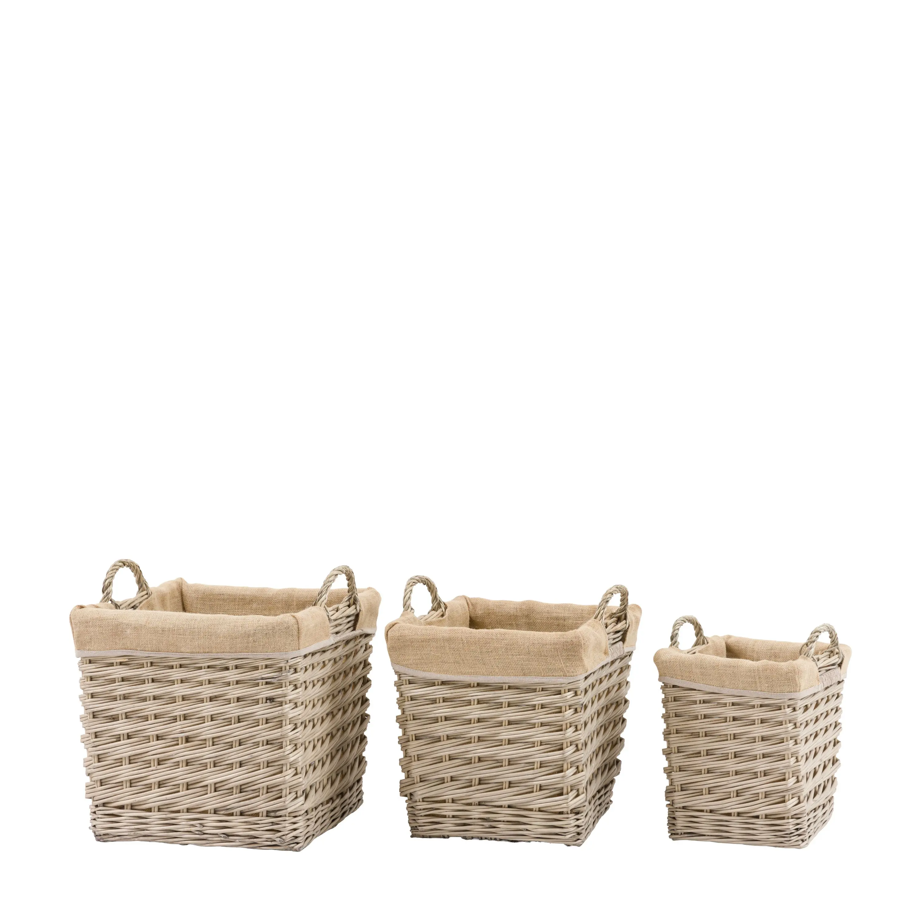 Faden Square Lined Basket Natural Set of 3 } OUTLET - Image 5