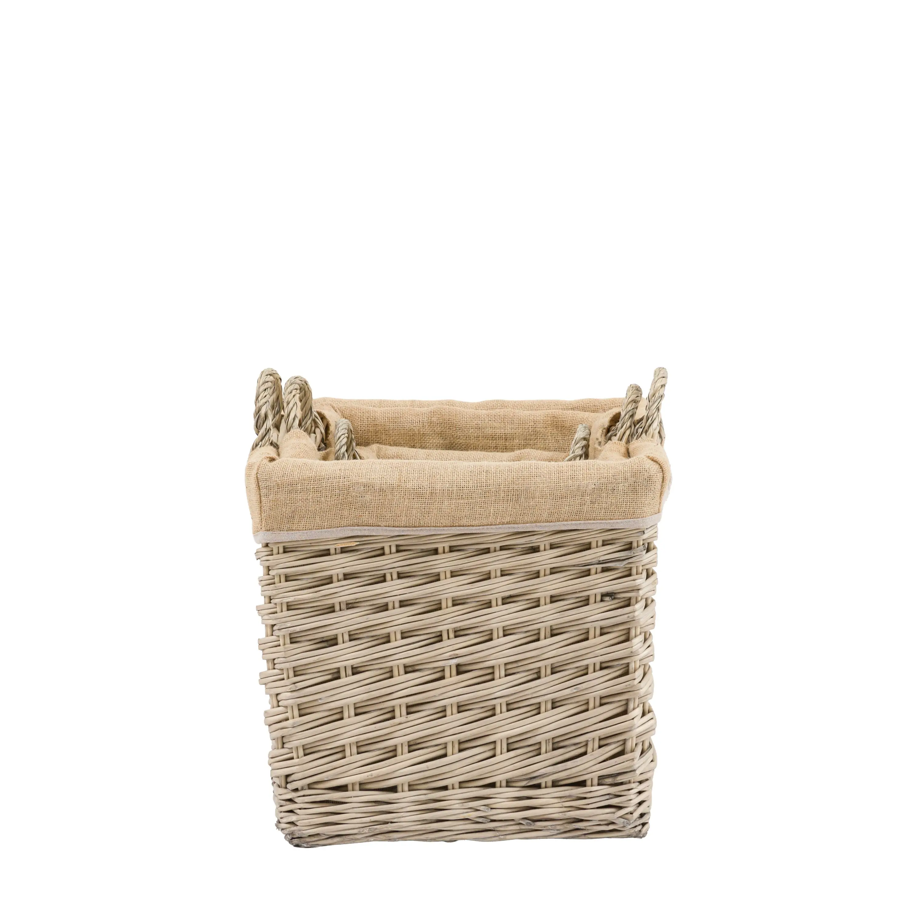 Faden Square Lined Basket Natural Set of 3 } OUTLET - Image 7