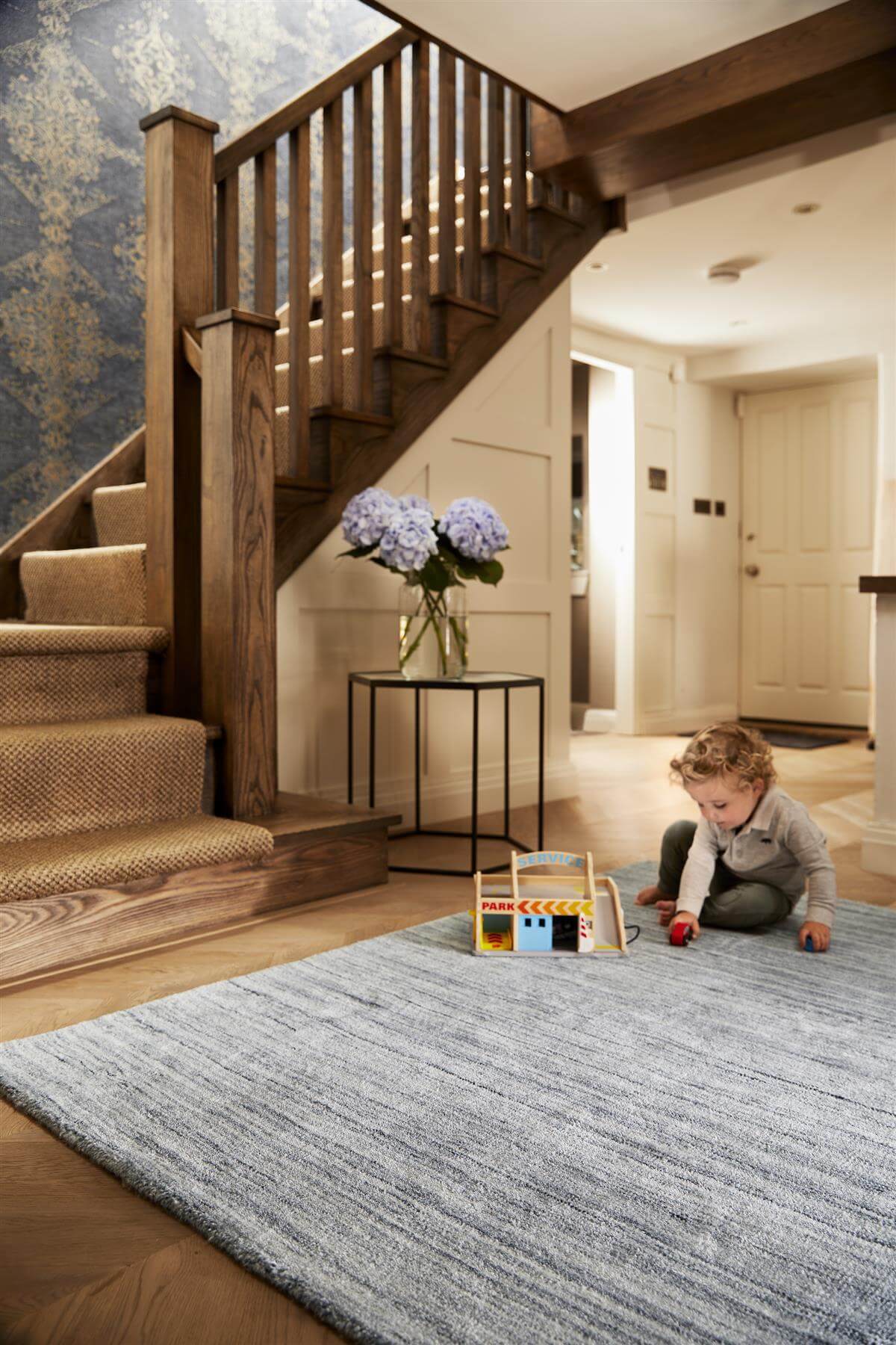 Fine Stripes Silver Grey Wool Rug - Image 4
