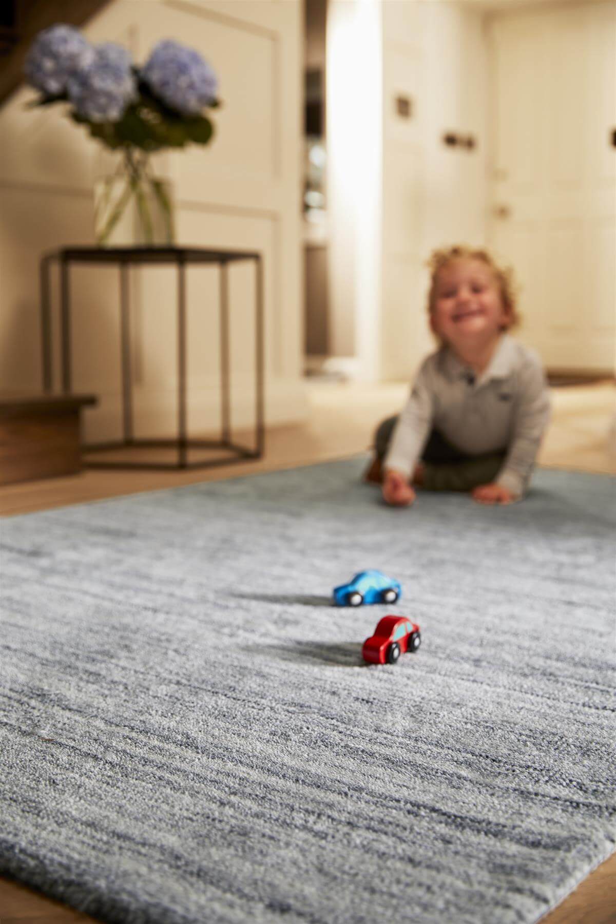 Fine Stripes Silver Grey Wool Rug - Image 5