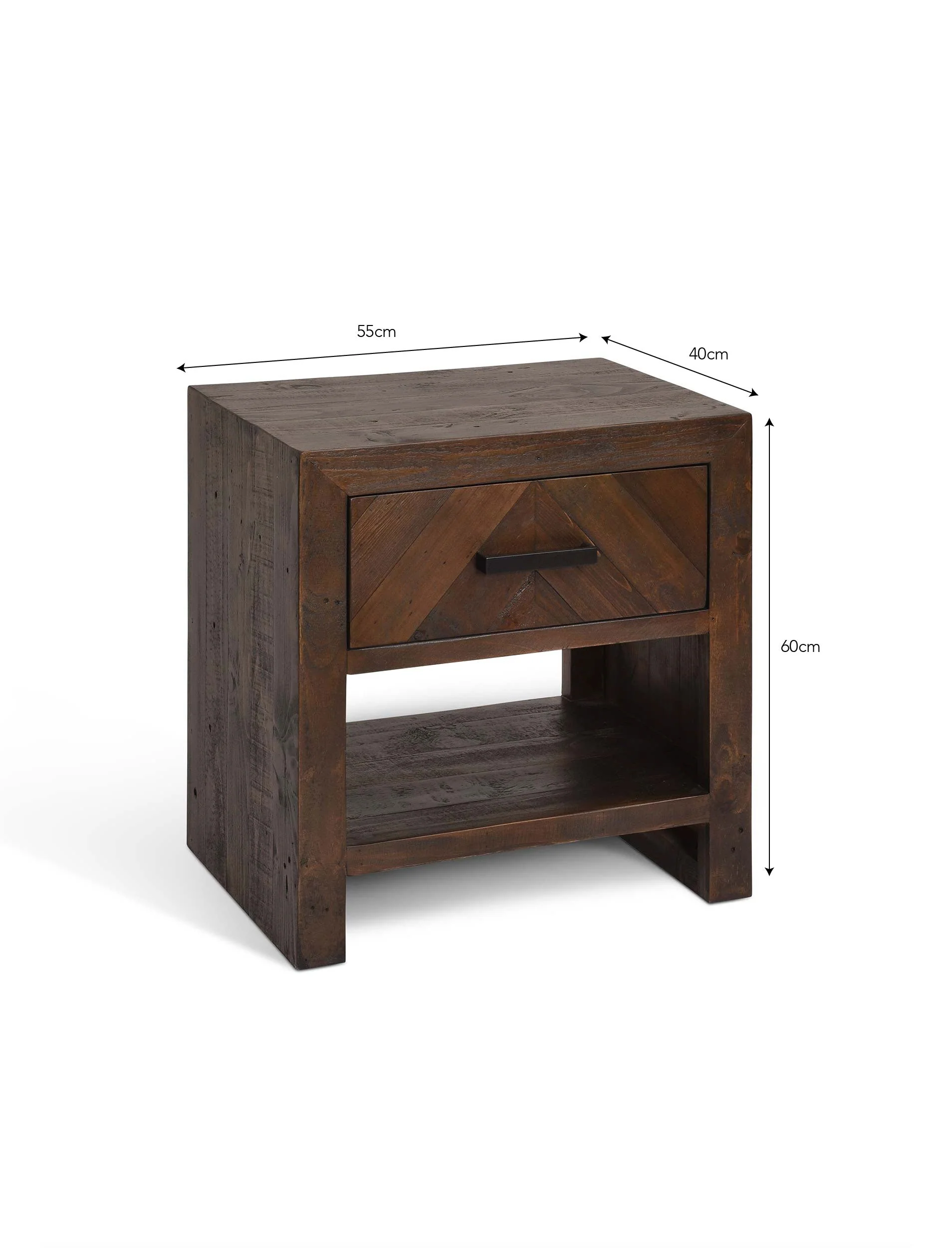 Fawley Chevron Bedside Table Antique Brown - Image 6