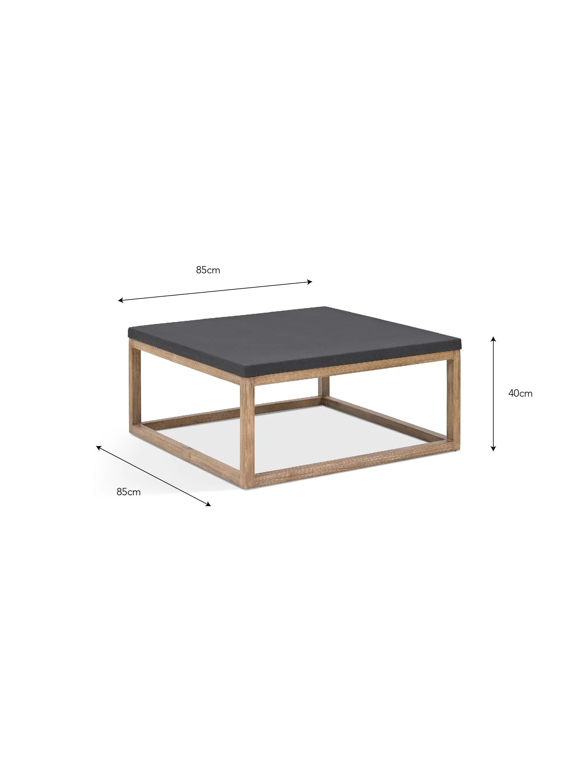 Hilcot Coffee Table Square Slate Grey Acacia Wood - Image 4