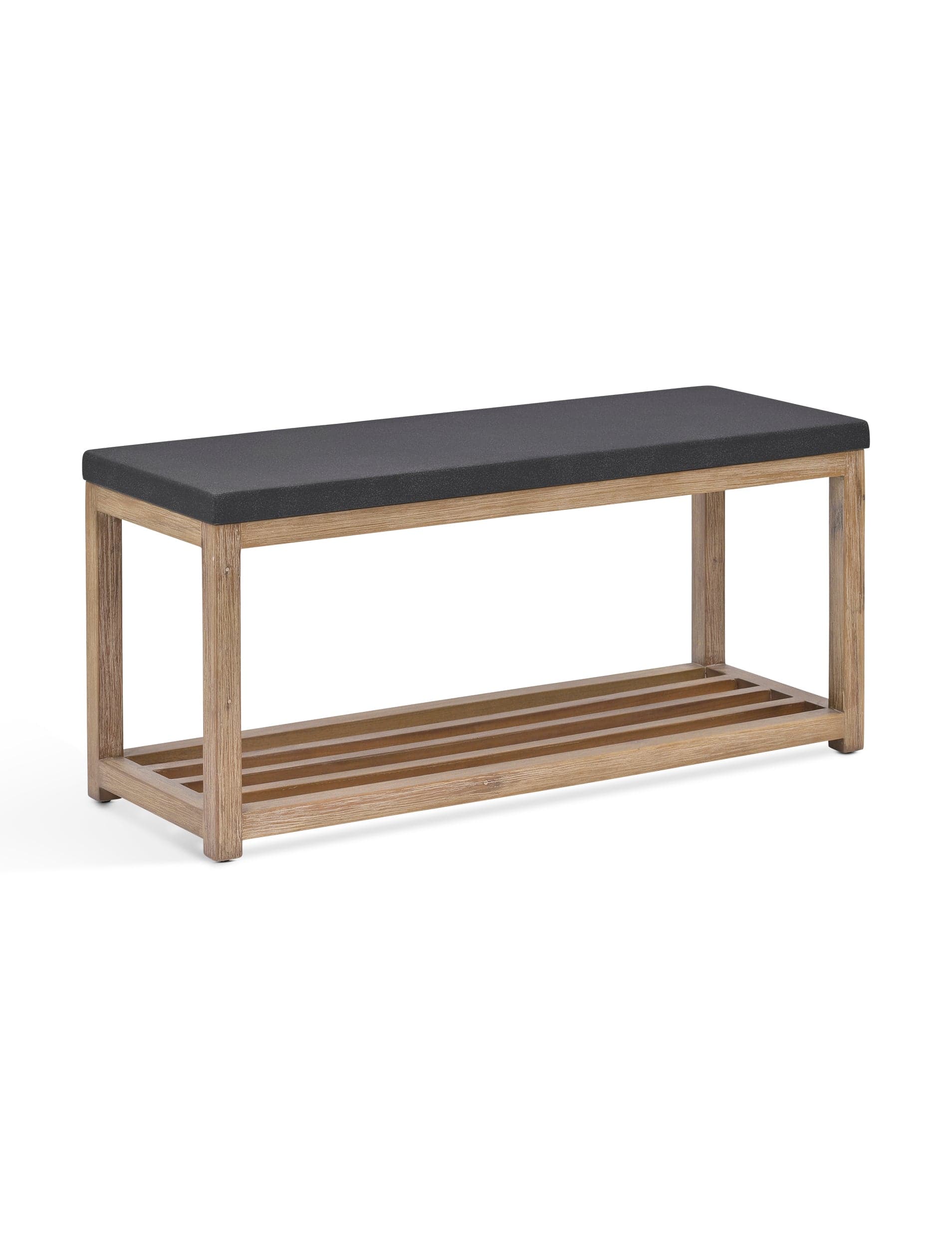 Hilcot Hallway Bench Slate Grey Acacia Wood - Image 3