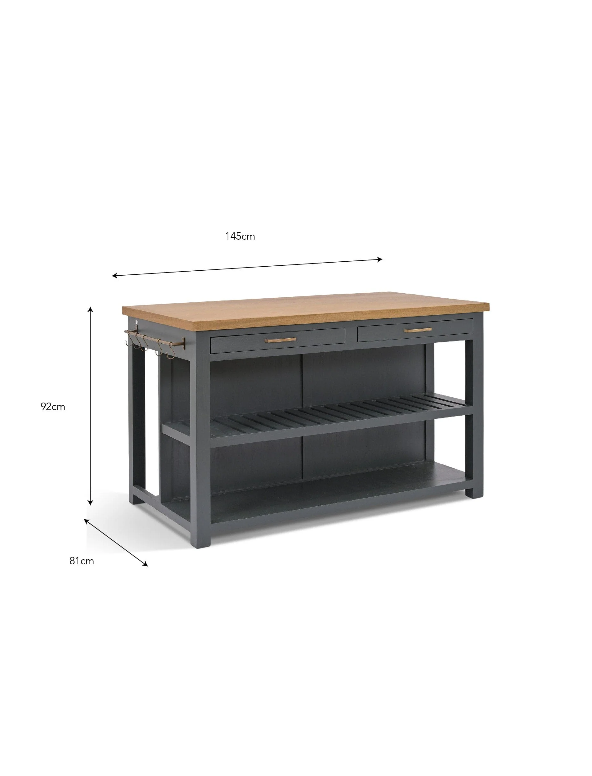 Walcote Kitchen Island Forest Green Wood - Image 5