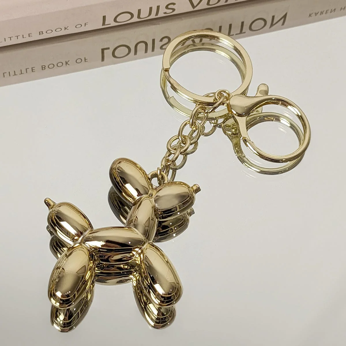 Gold Balloon Dog Keyring - Image 2