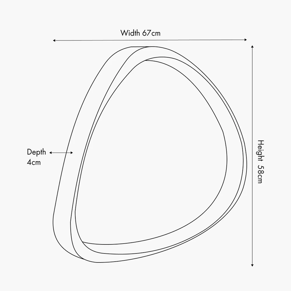 Grey Oak Wood Veneer Curved Wall Mirror - Image 3