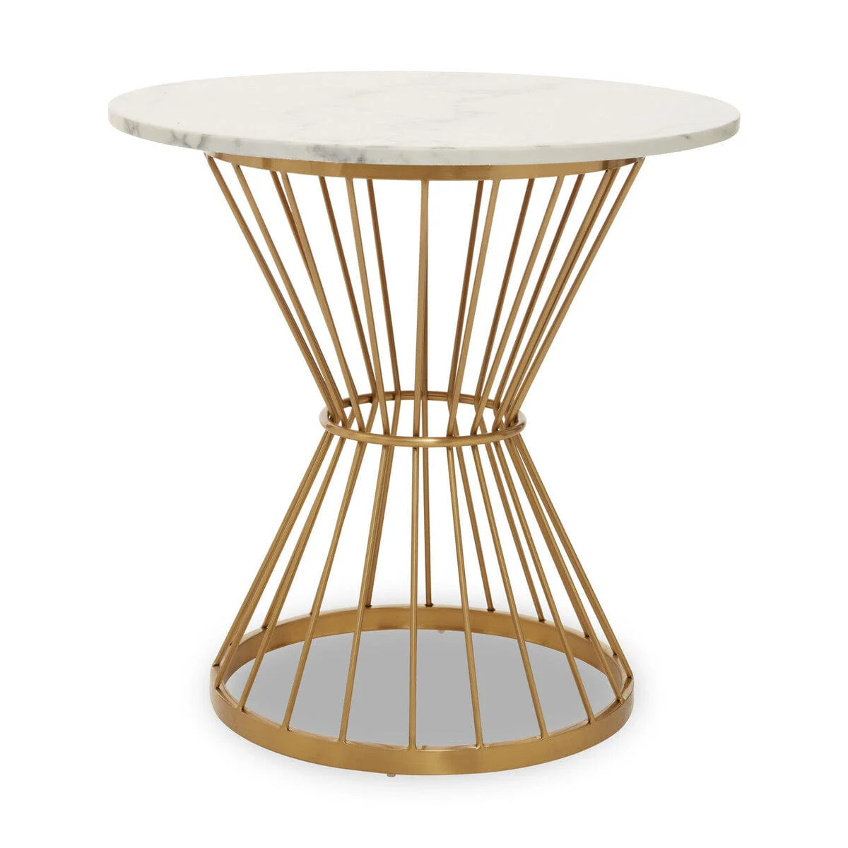 Anzio Hourglass Dining Table with White Marble and Gold Base - Image 2