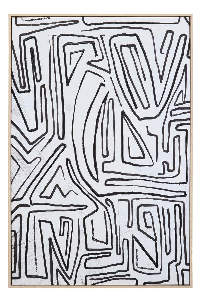 Astratto Abstract Black and Cream Textured Wall Art