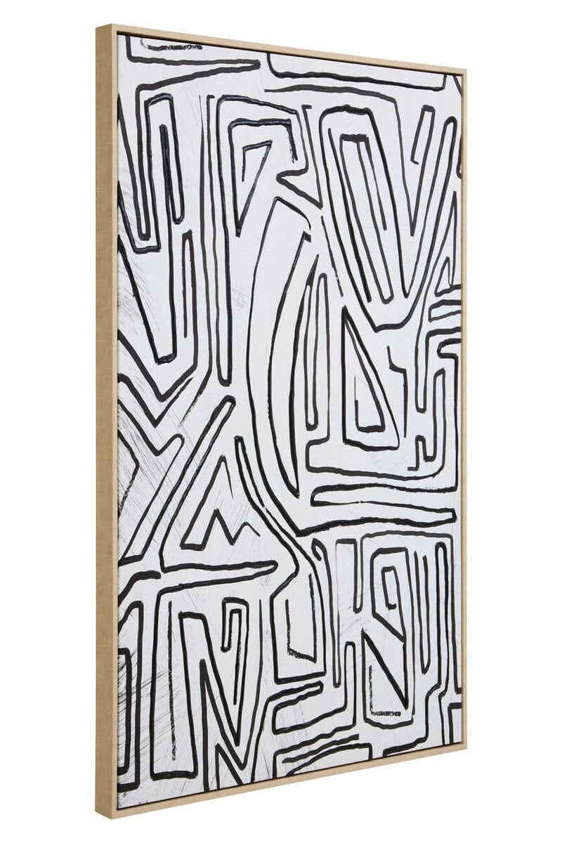 Astratto Abstract Black and Cream Textured Wall Art - Image 2