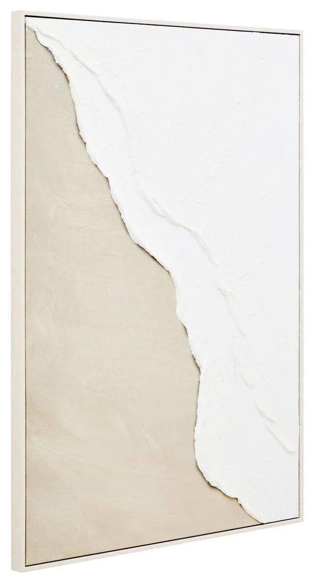 Astratto Canvas Natural and White Textured Plaster Wall Art