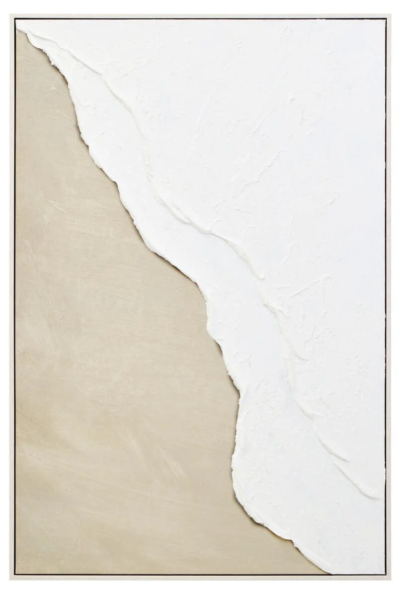 Astratto Canvas Natural and White Textured Plaster Wall Art - Image 2
