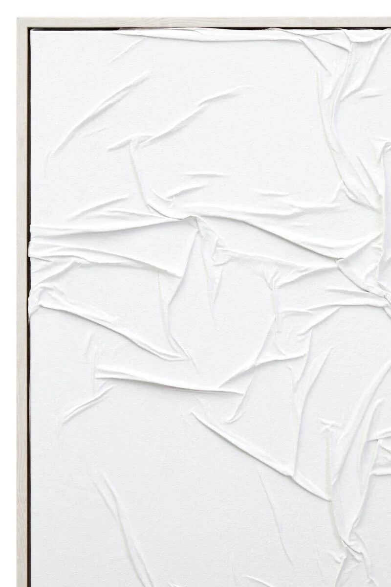 Astratto White Hand Painted Sculptural Fabric Wall Art - Image 4