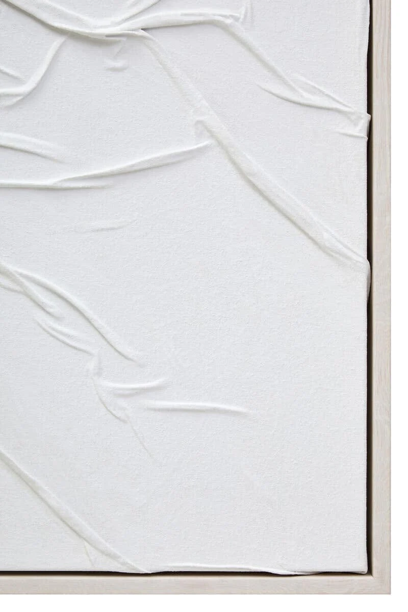 Astratto White Hand Painted Sculptural Fabric Wall Art - Image 5