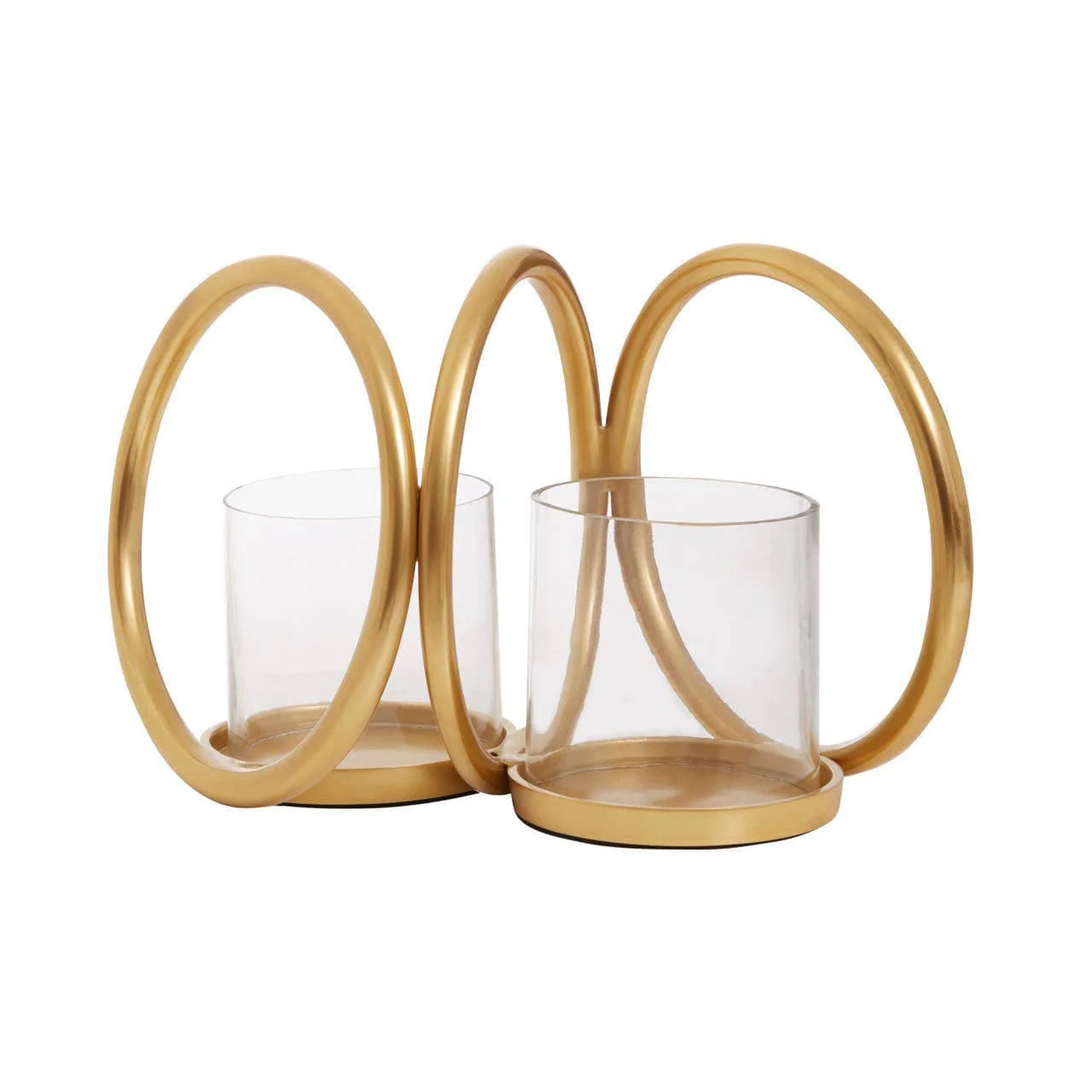 Aura Small Gold Finish Double Candle Holder.