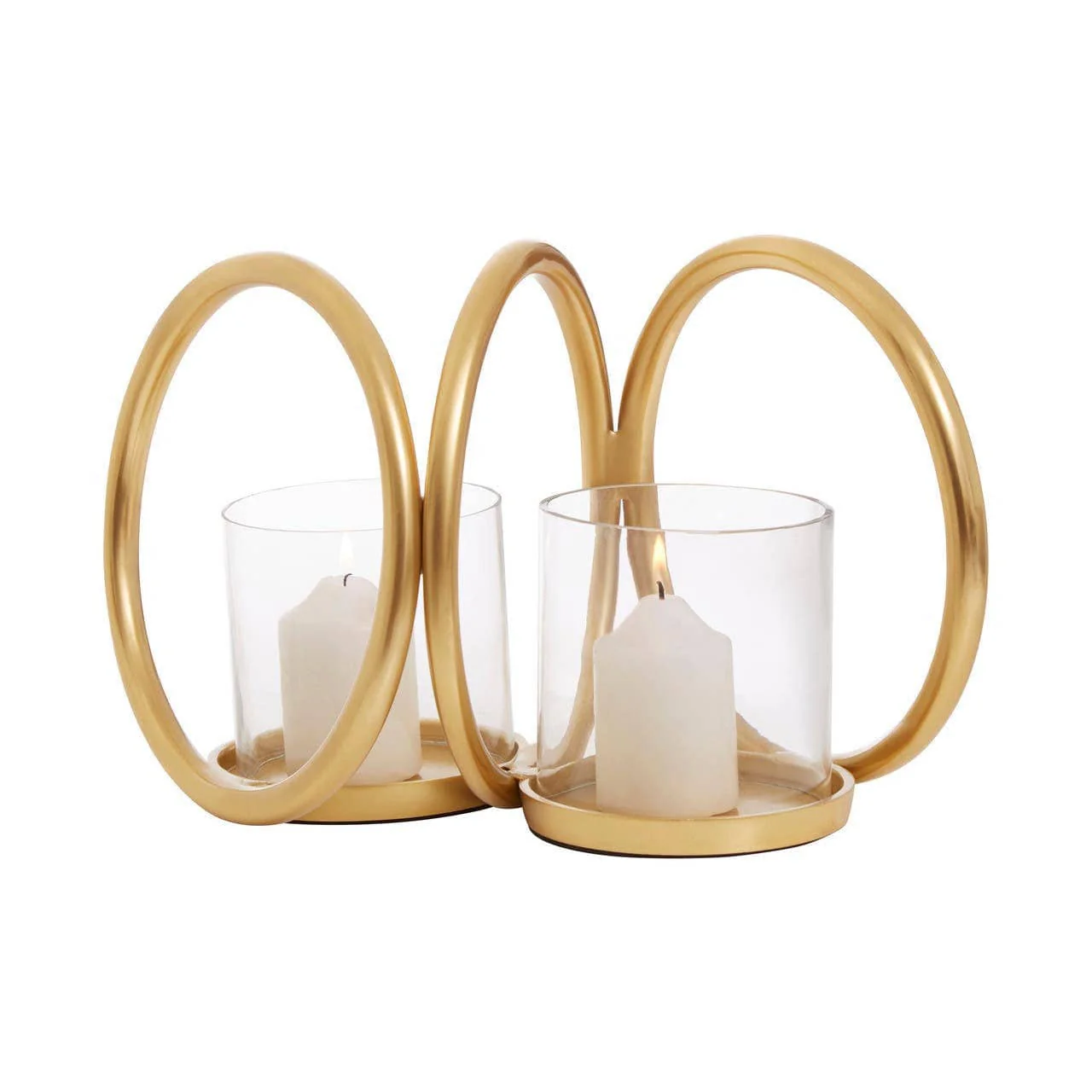 Aura Small Gold Finish Double Candle Holder. - Image 2