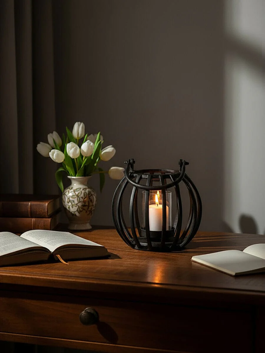 Aura Small Matte Black Finish Lantern - Image 13
