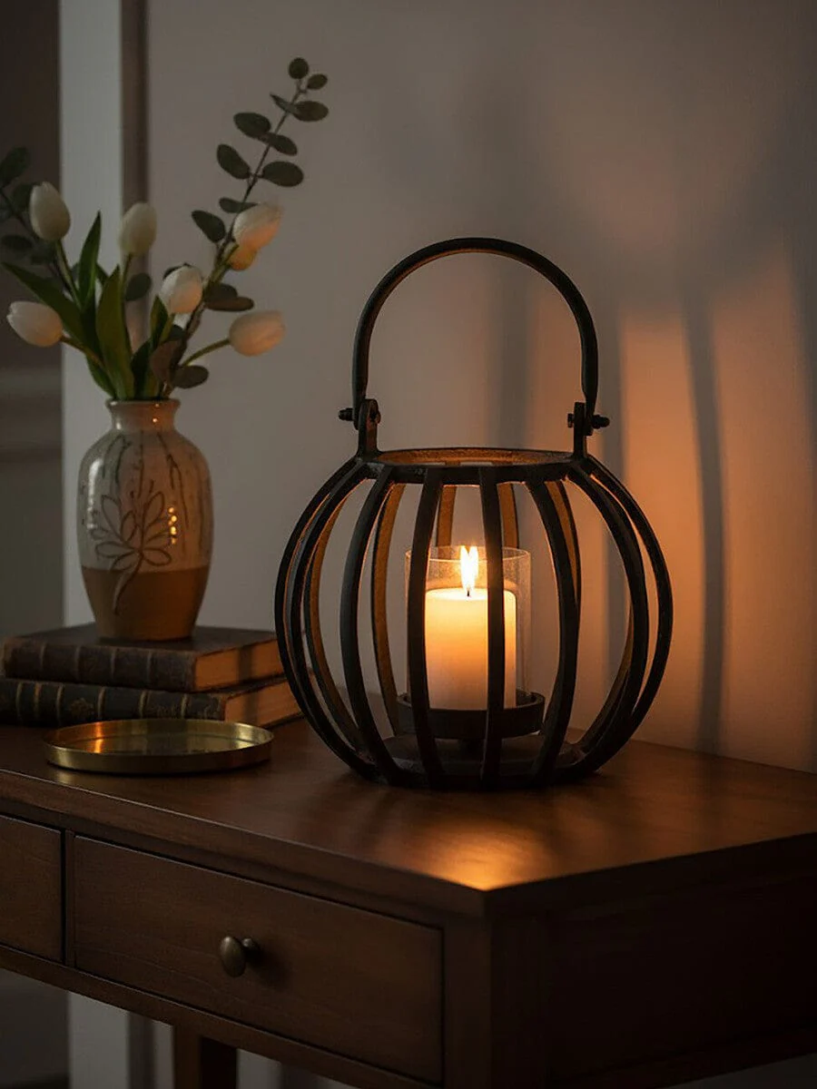 Aura Small Matte Black Finish Lantern - Image 15