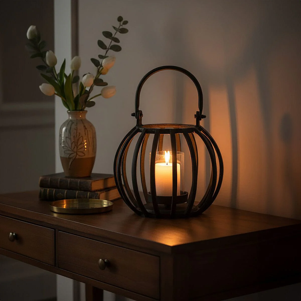 Aura Small Matte Black Finish Lantern - Image 16
