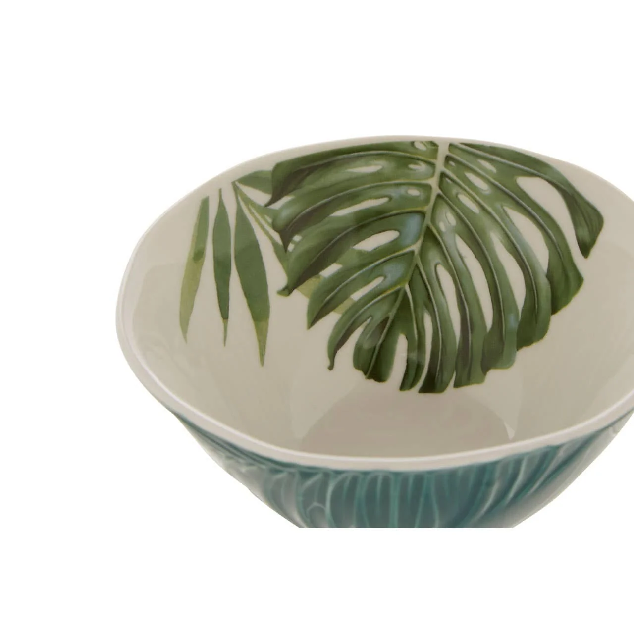 Bali Dark Green Small Salad Bowl with Leaf Design - Image 5