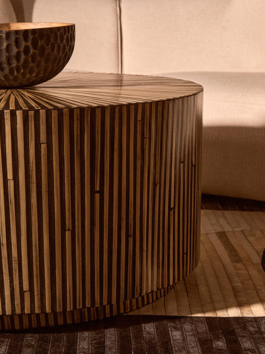Bambusa Bamboo Inlay Round Coffee Table - Image 10