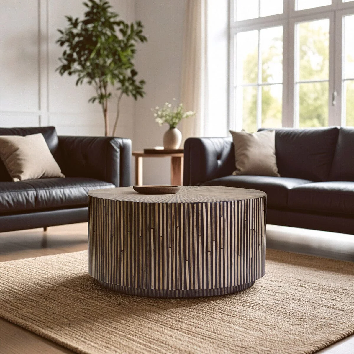 Bambusa Bamboo Inlay Round Coffee Table - Image 12