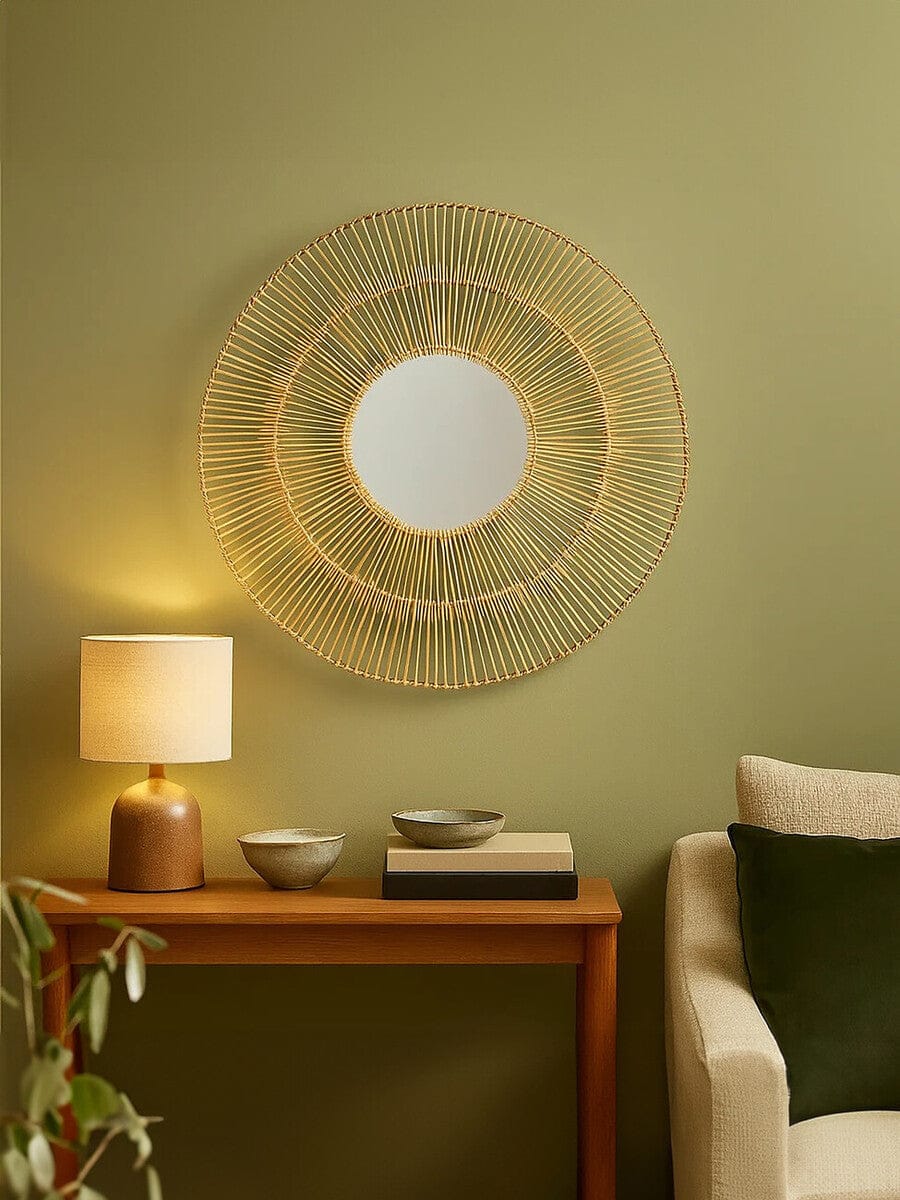Batu Natural Rattan Wall Mirror. - Image 6