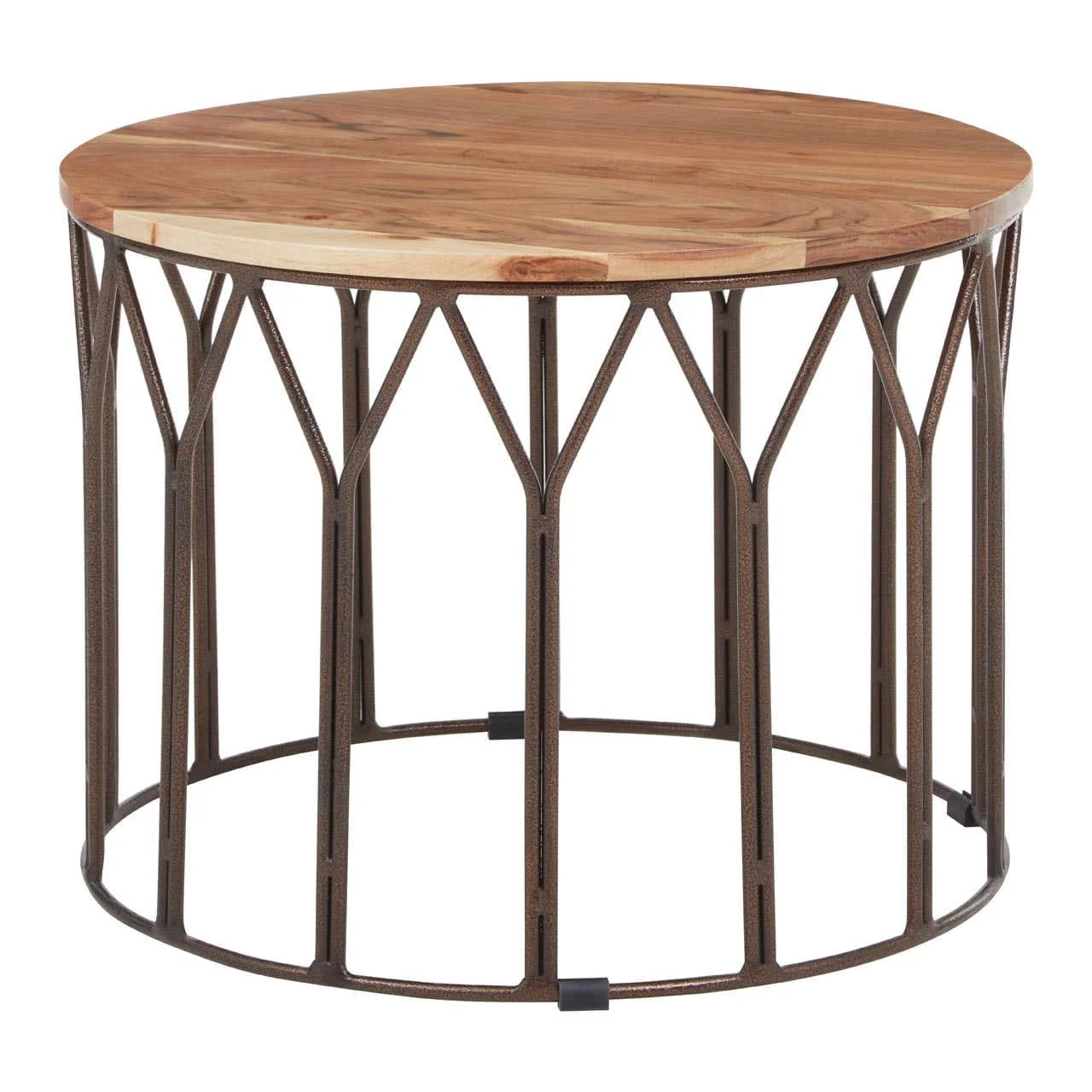 Boho Acacia Wood Round Coffee Table - Image 2