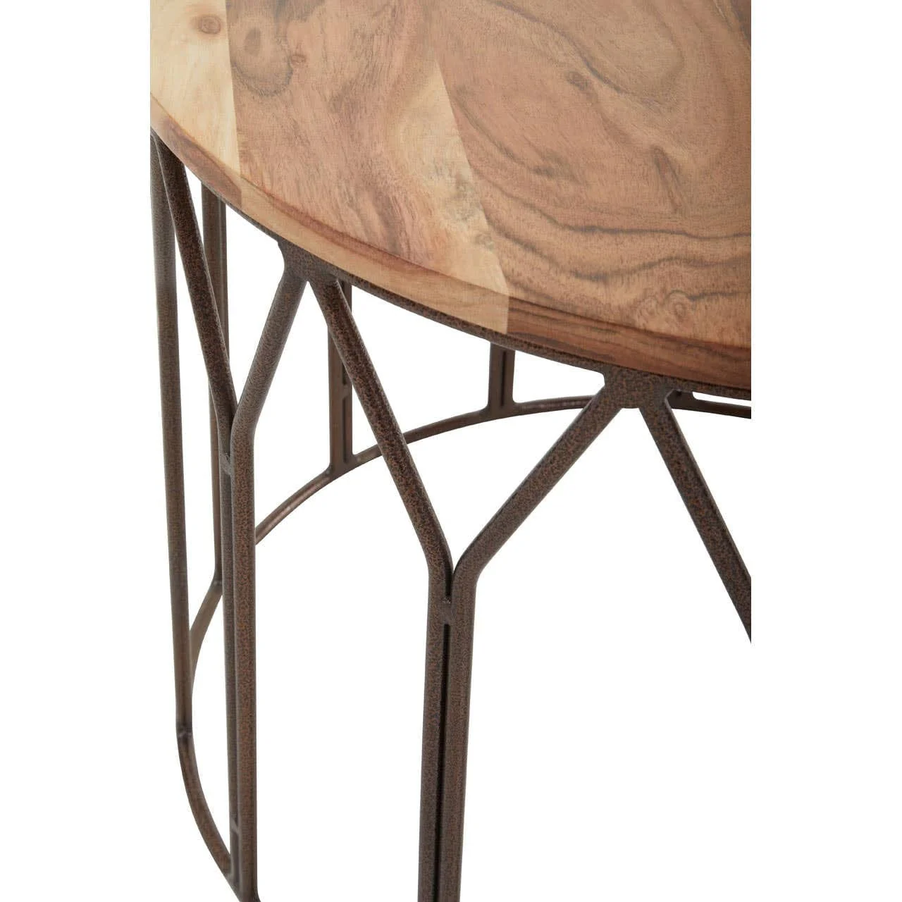 Boho Acacia Wood Round Coffee Table - Image 5