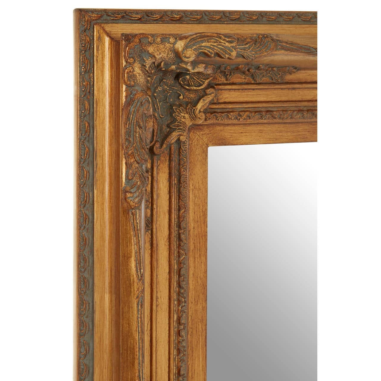 Brussels Baroque Rectangular Antique Gold Wall Mirror - Image 3