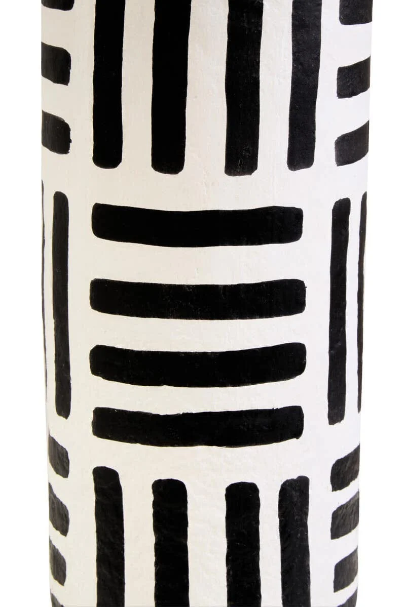Carta Black And White Papier Mache Table Lamp with Geometric Lines - Image 5
