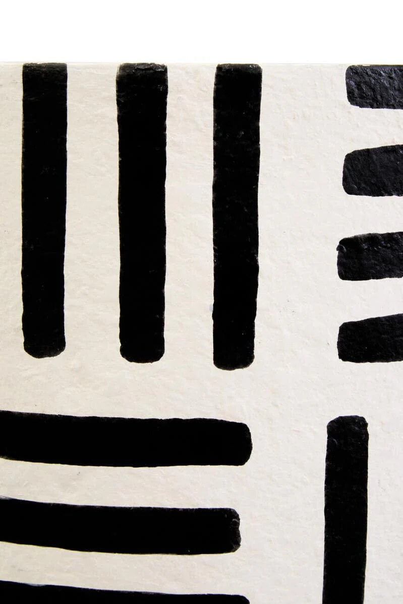 Carta Black And White Papier Mache Table Lamp with Geometric Lines - Image 6