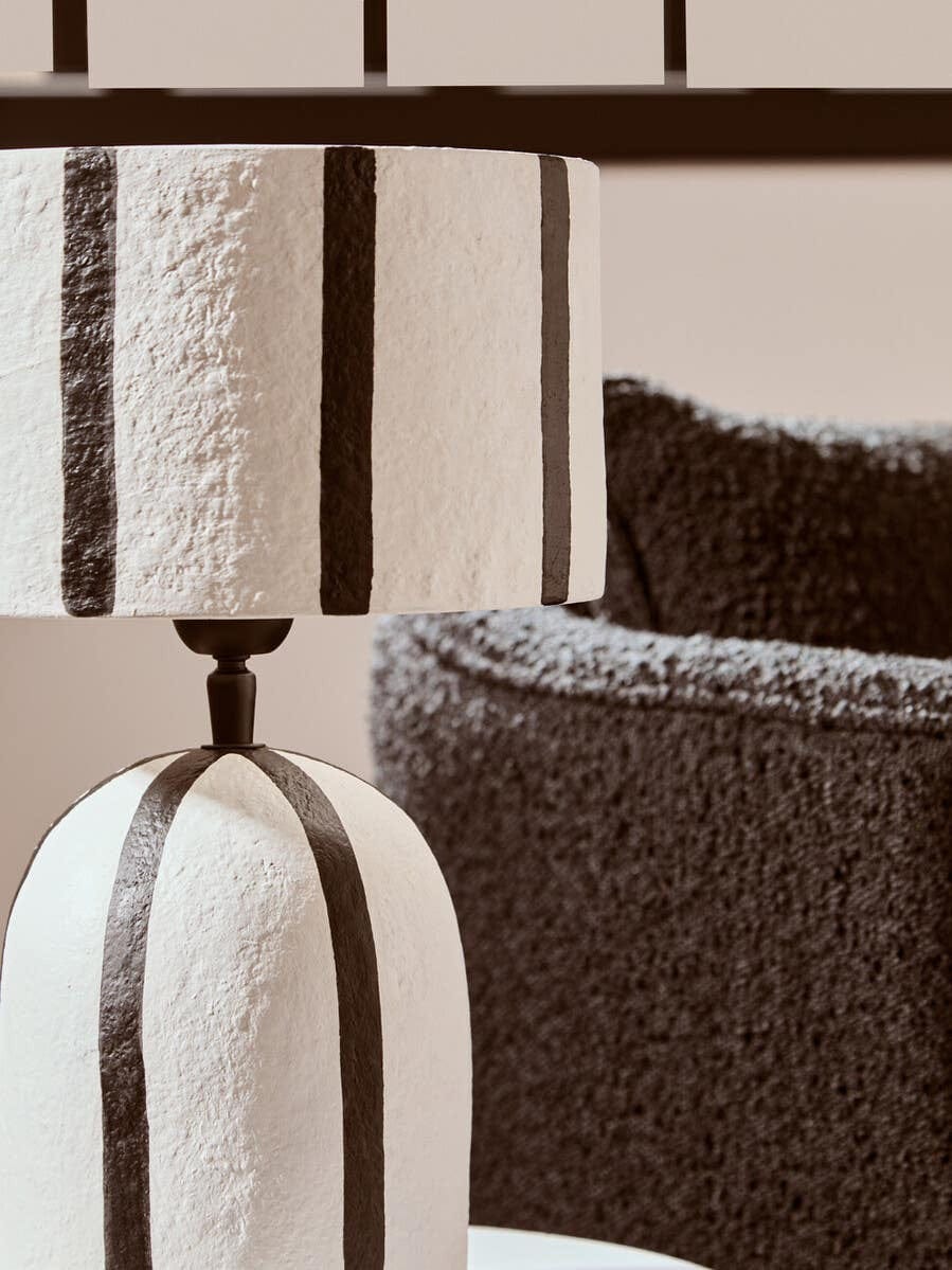 Carta Black and White Stripe Papier Mache Table Lamp - Image 11